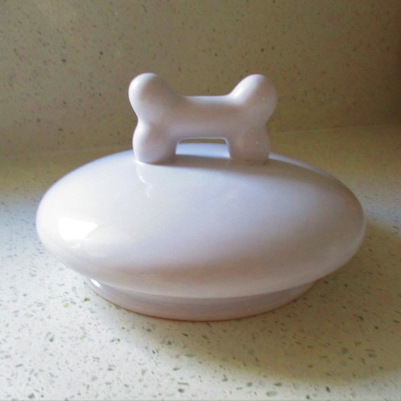 Stoneware Dog Treat Jar or Cookie Jar w/ Bone Lid - Picture 10 of 11